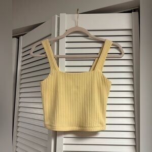 American Eagle Outfitters Yellow Ribbed Crop Top